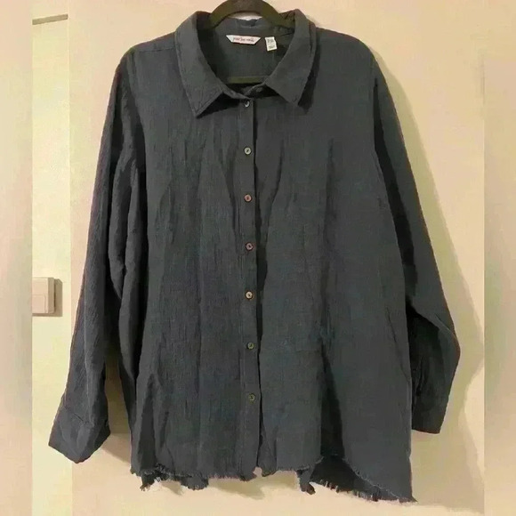 Peace Love World Bonus 100% cotton button up shirt size 2X (S114) - Picture 1 of 13